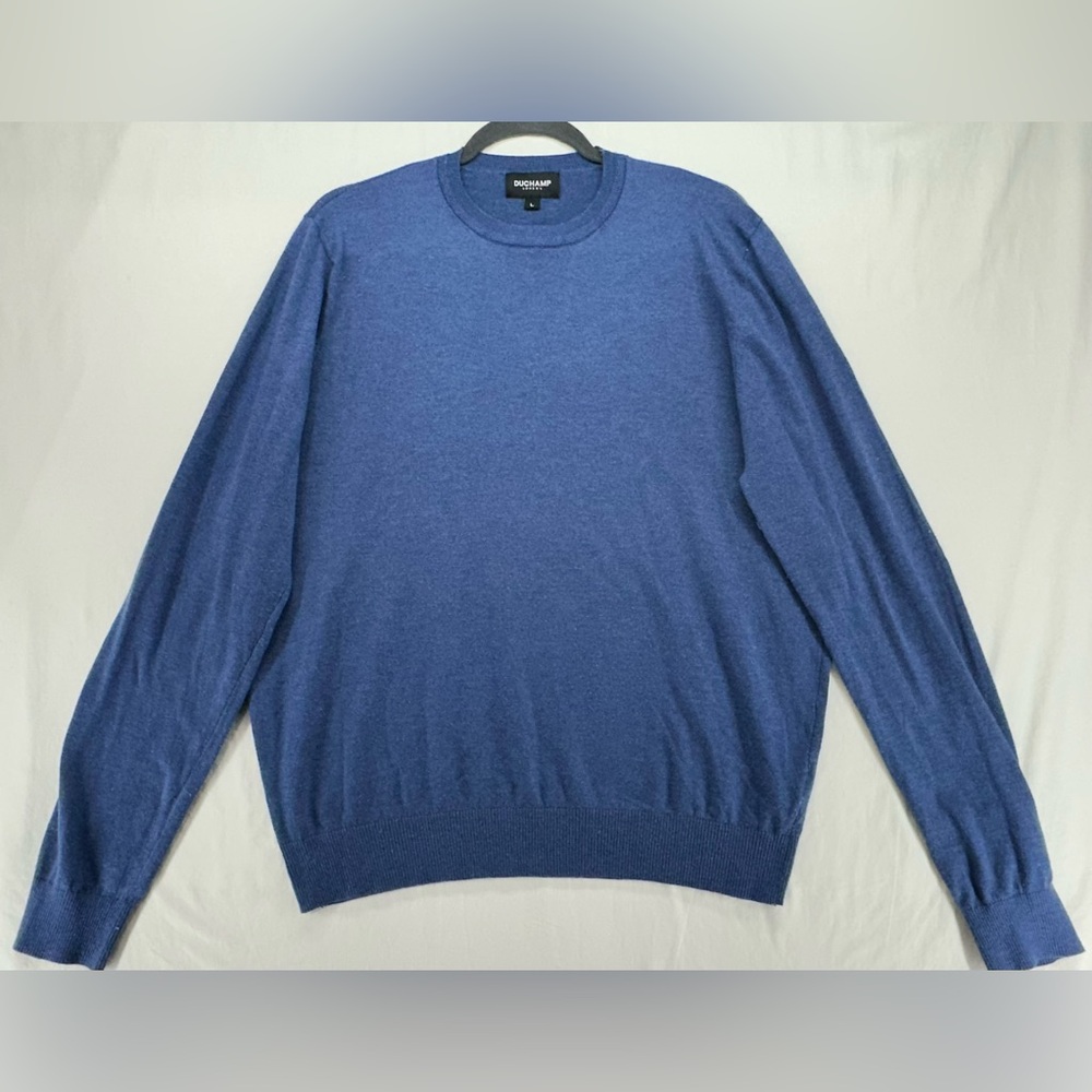 Duchamp London Men's Blue Wool Blend Crewneck Sweater Size Large -‎ Pilling
